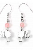 Barbie Drop Earrings Silhouette & Rose Quartz (Sterling Silver)