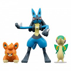 Pokemon Battle Figure Set 3-Pack Snivy, Pawmi, Lucario 5 cm