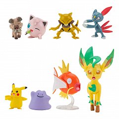 Pokemon Battle Figure Set Figure 8-Pack Female Pikachu, Jigglypuff, Rockruff, Sneasel, Abra, Ditto, Leafeon, Magikarp
