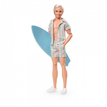 Barbie The Movie Doll Ken Wearing Pastel Striped Beach Matching Set - MangaShop.ro