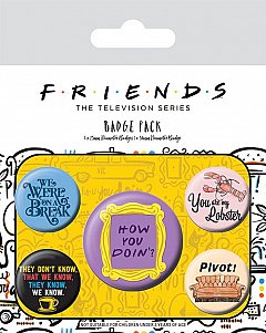 Friends Pin Badges 5-Pack Quotes