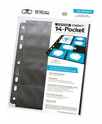 Ultimate Guard 14-Pocket Compact Pages Standard Size & Mini American Black (10) - MangaShop.ro
