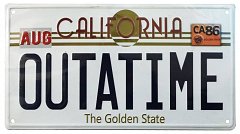 Back To The Future Metal Sign 'Outatime' DeLorean License Plate