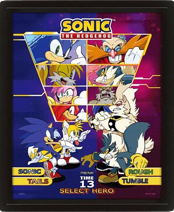 Sonic The Hedgehog 3D Lenticular Framed Poster Select Your Fighter 26 x 20 cm - MangaShop.ro