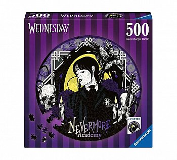 Wednesday Round Jigsaw Puzzle Nevermore Academy (500 pieces) - MangaShop.ro