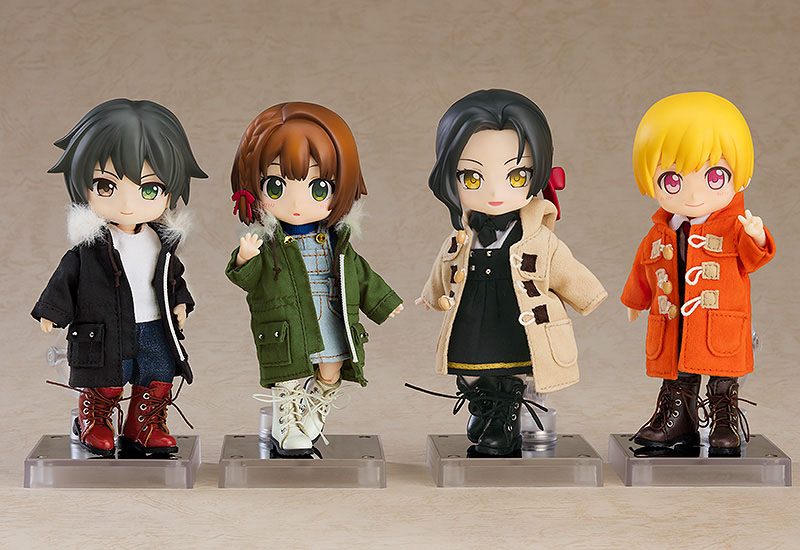 Original Character Parts for Nendoroid Doll Figures Warm Clothing Set: Boots & Mod Coat (Black) - MangaShop.ro