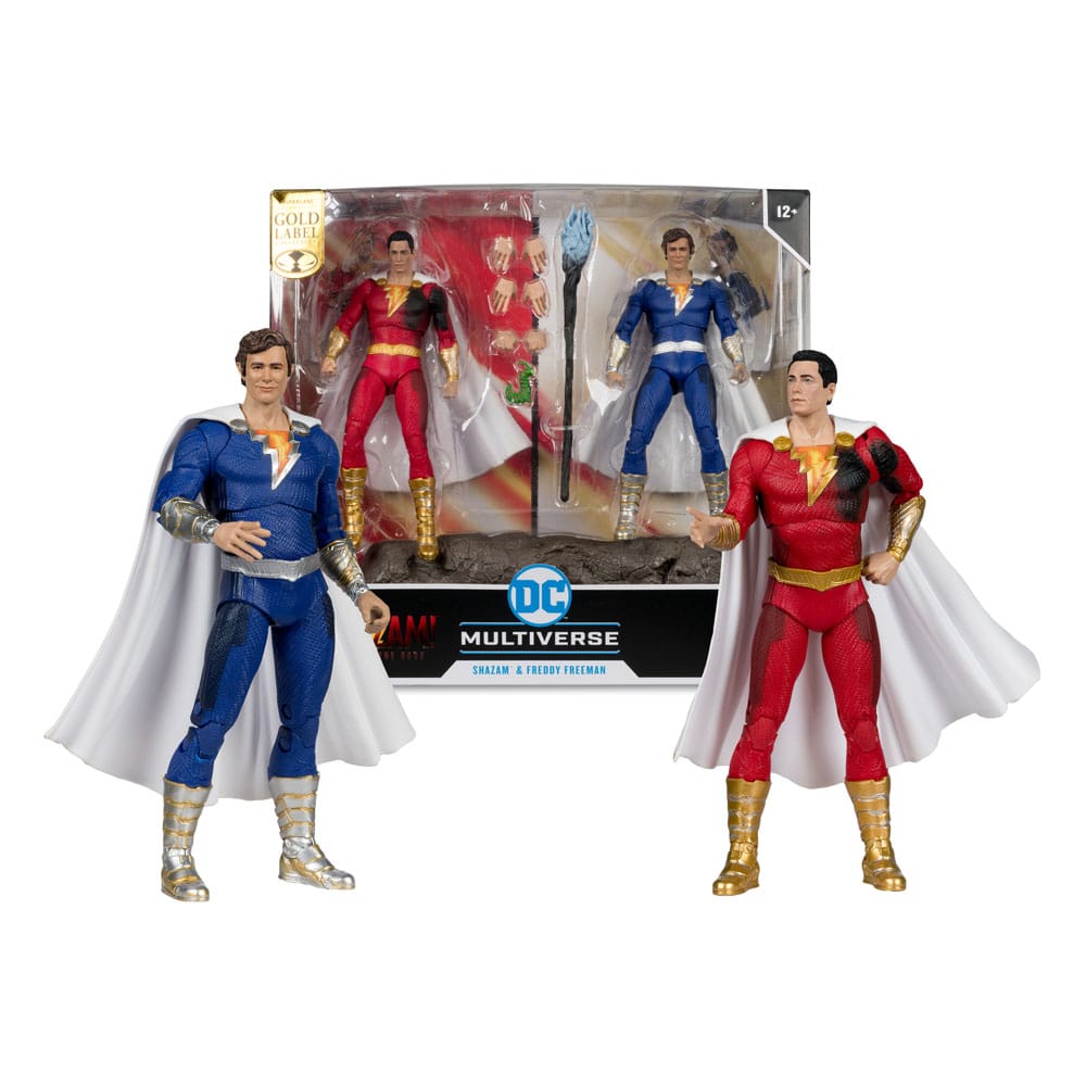DC Multiverse Action Figures Pack of 2 Shazam (Battle Damage) & Freddie Freeman (Gold Label) 18 cm - MangaShop.ro