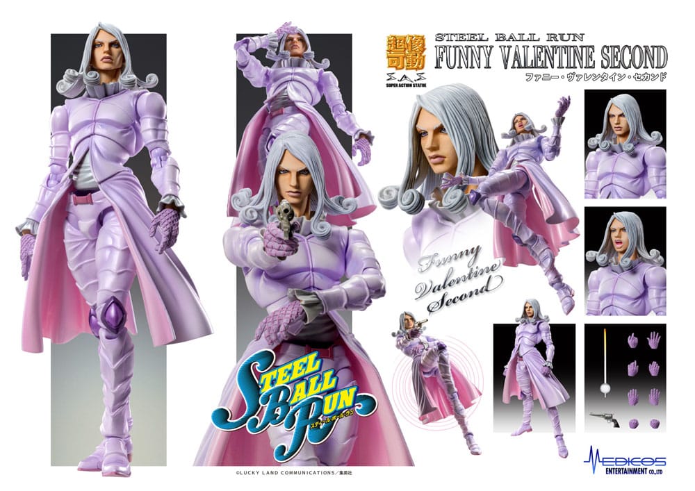 JoJo's Bizarre Adventure Part7 Steel Ball Run Super Action Action Figure Chozokado Funny Valentine Second 15 cm - MangaShop.ro