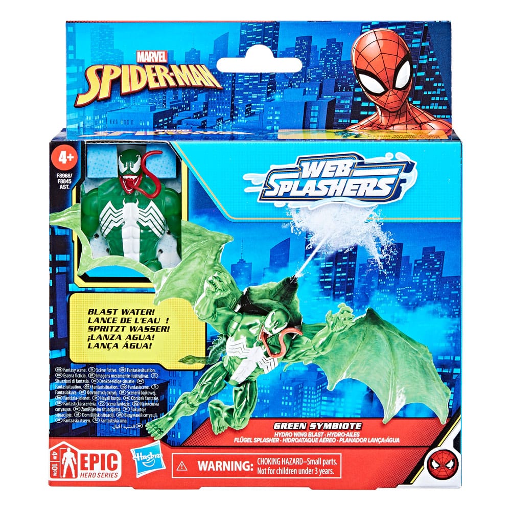 Spider-Man Epic Hero Series Web Splashers Action Figure Green Symbiote Hydro Wing Blast 10 cm - MangaShop.ro