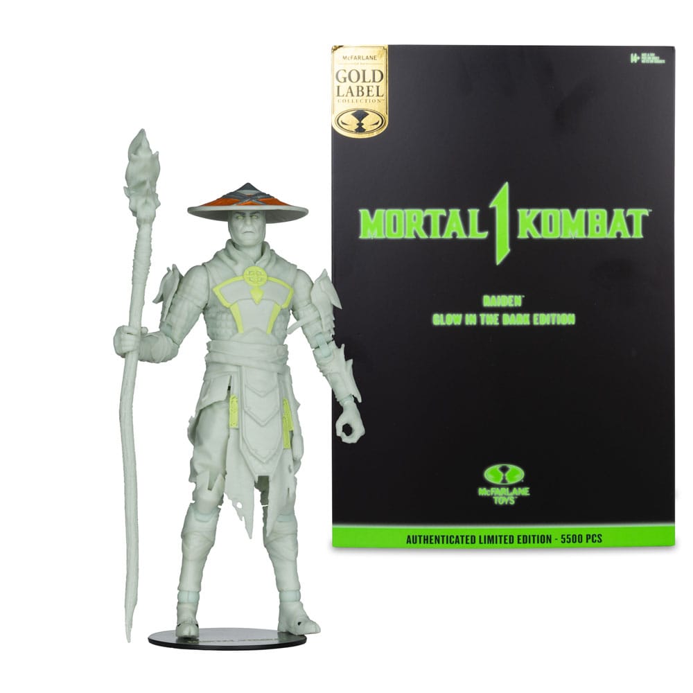 Mortal Kombat Action Figure Glow in the Dark Edition Raiden (Gold Label) 18 cm - MangaShop.ro
