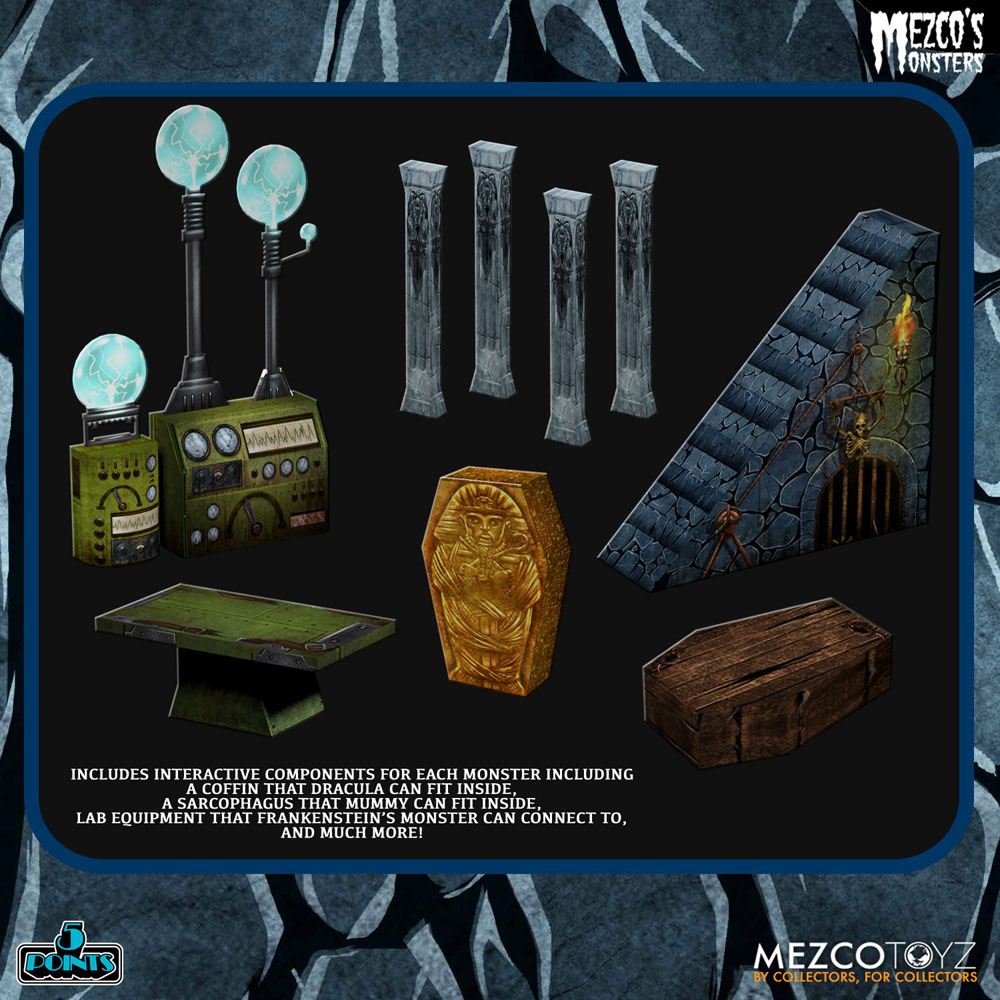 Mezco's Monsters 5 Points Action Figures Tower of Fear Deluxe Set 9 cm - MangaShop.ro