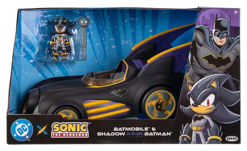 DC x Sonic - The Hedgehog Action Figure with Vehicle Shadow Batman & Batmobile 6 cm - MangaShop.ro