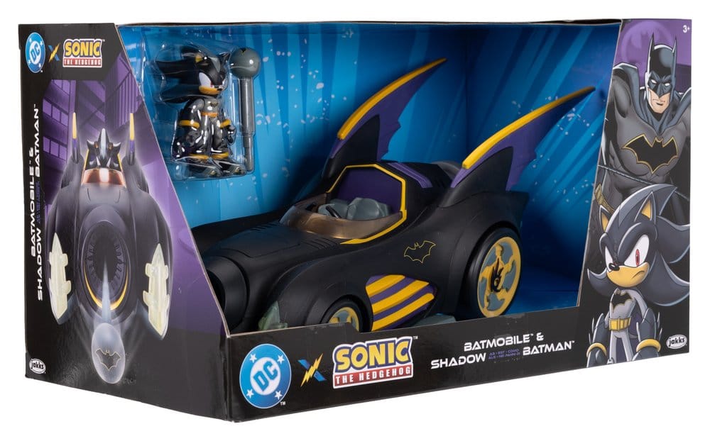 DC x Sonic - The Hedgehog Action Figure with Vehicle Shadow Batman & Batmobile 6 cm - MangaShop.ro