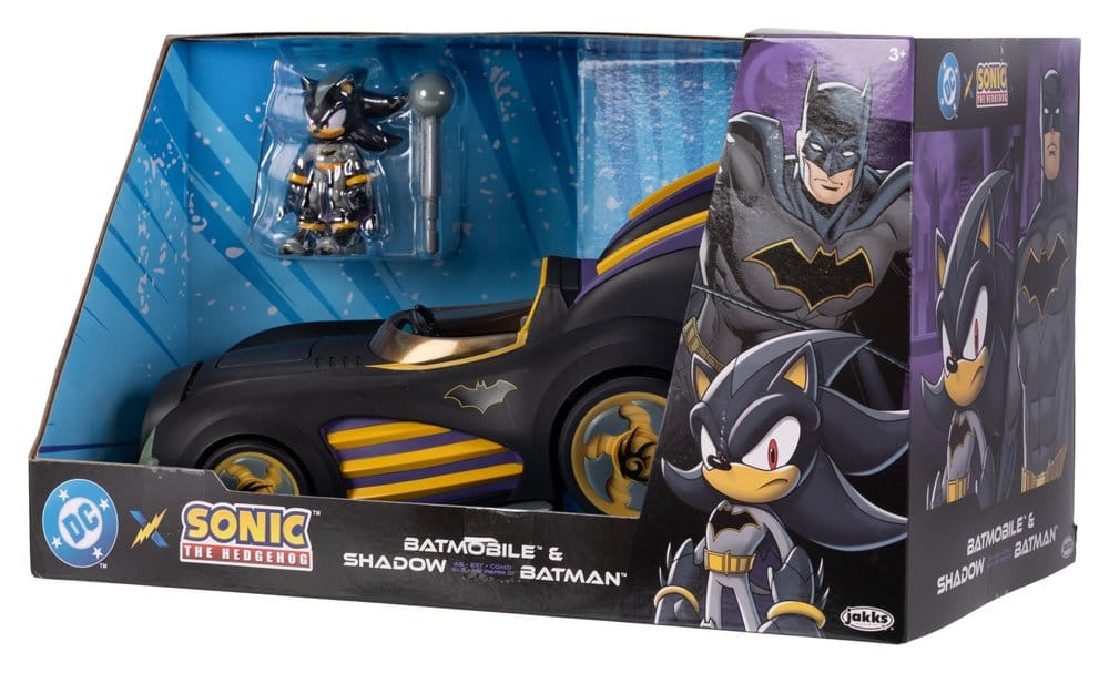 DC x Sonic - The Hedgehog Action Figure with Vehicle Shadow Batman & Batmobile 6 cm - MangaShop.ro