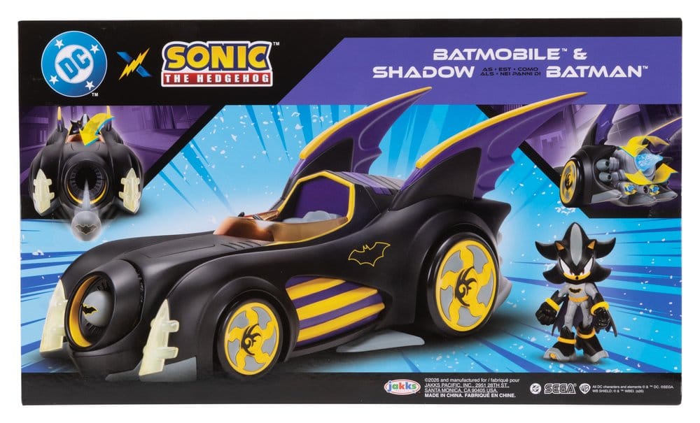 DC x Sonic - The Hedgehog Action Figure with Vehicle Shadow Batman & Batmobile 6 cm - MangaShop.ro