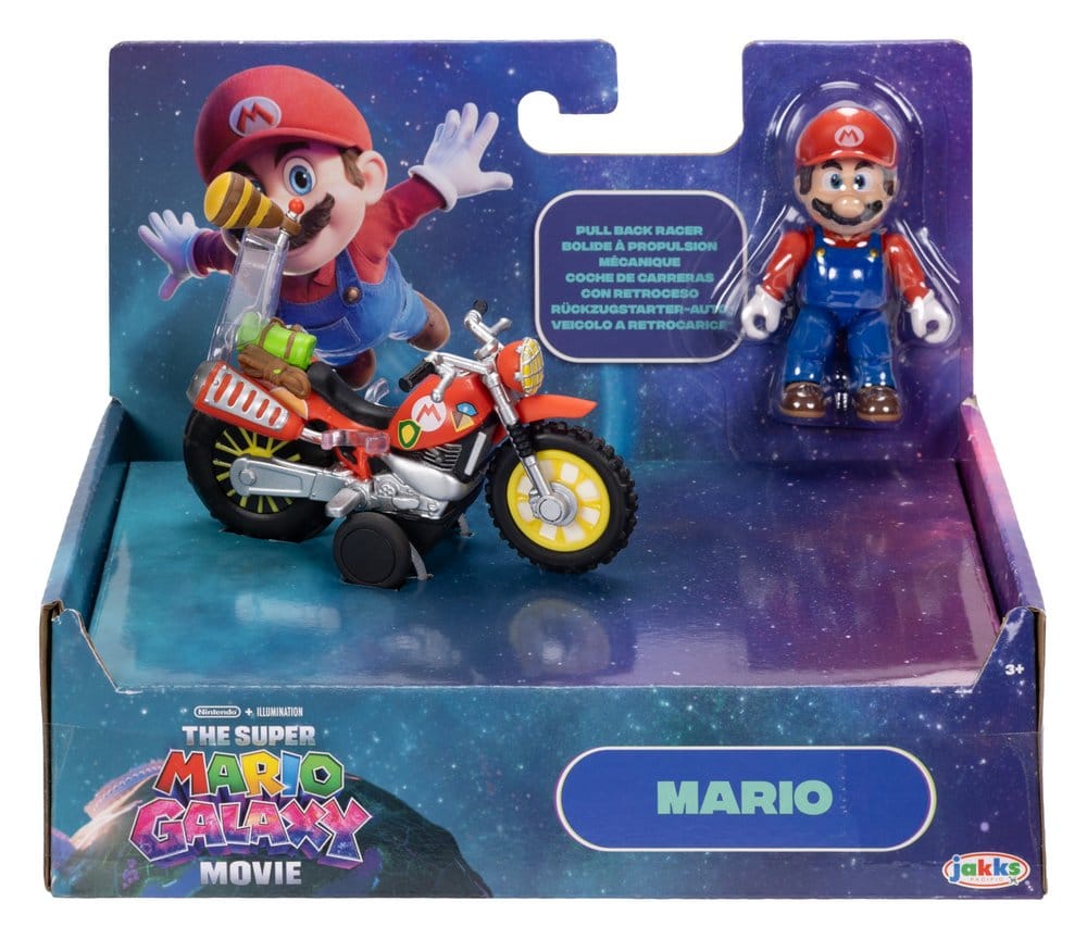 The Super Mario Galaxy Movie Action Figure with Pull Back Motorcycle Mario 6 cm - MangaShop.ro