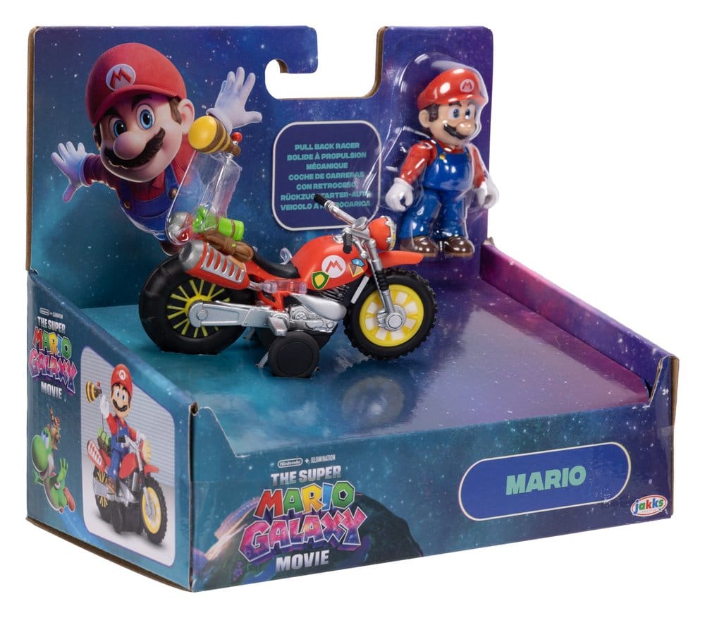 The Super Mario Galaxy Movie Action Figure with Pull Back Motorcycle Mario 6 cm - MangaShop.ro
