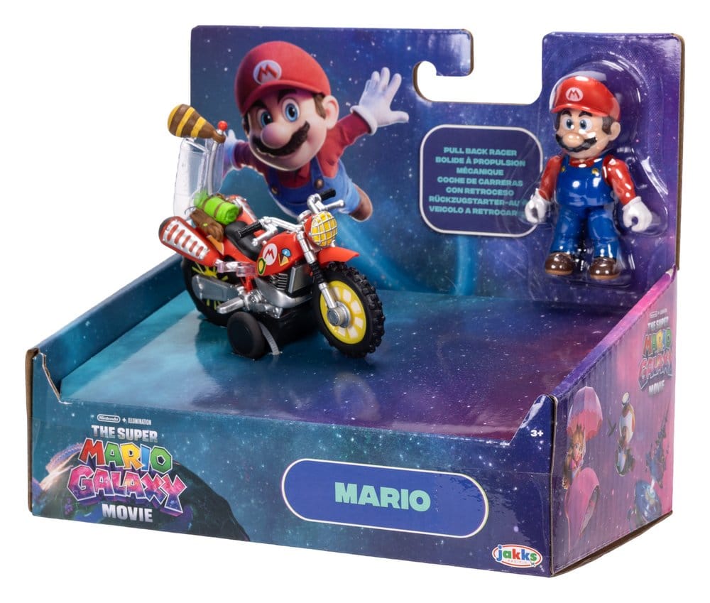 The Super Mario Galaxy Movie Action Figure with Pull Back Motorcycle Mario 6 cm - MangaShop.ro