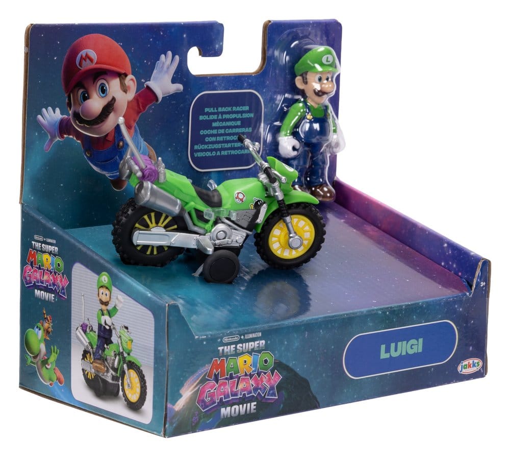 The Super Mario Galaxy Movie Action Figure with Pull Back Motorcycle Luigi 6 cm - MangaShop.ro