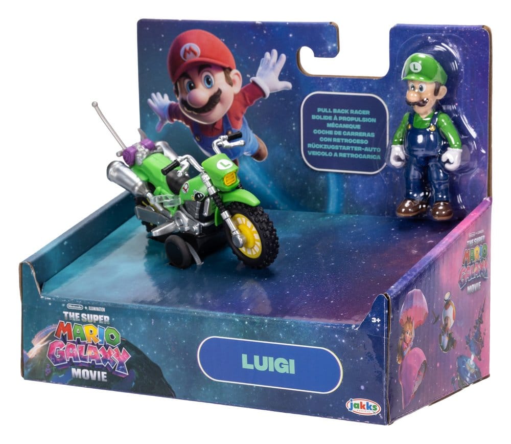 The Super Mario Galaxy Movie Action Figure with Pull Back Motorcycle Luigi 6 cm - MangaShop.ro
