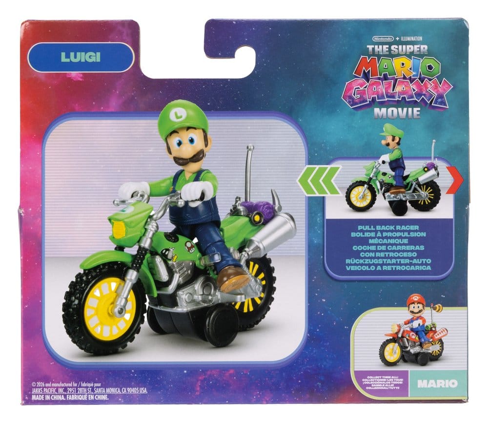 The Super Mario Galaxy Movie Action Figure with Pull Back Motorcycle Luigi 6 cm - MangaShop.ro