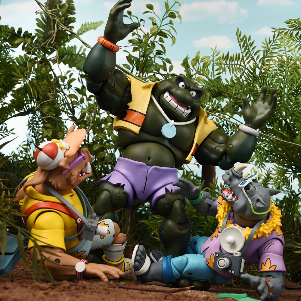 Teenage Mutant Ninja Turtles (Cartoon 1980) Action Figure 2 Pack Vacation Bebop and Rocksteady 18 cm - MangaShop.ro
