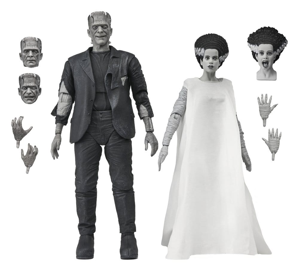 Universal Monsters 2-Pack Action Figure Bride of Frankenstein 90th Anniversary The Monster & His Mate (B&W) 18 cm - MangaShop.ro