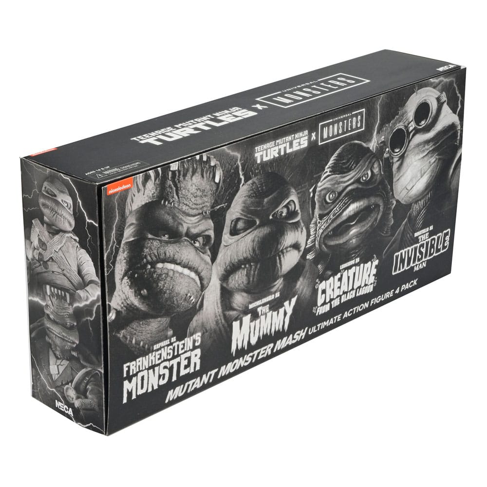 Universal Monsters x Teenage Mutant Ninja Turtles Action Figures 4-Pack Turtles Black & White 18 cm - MangaShop.ro