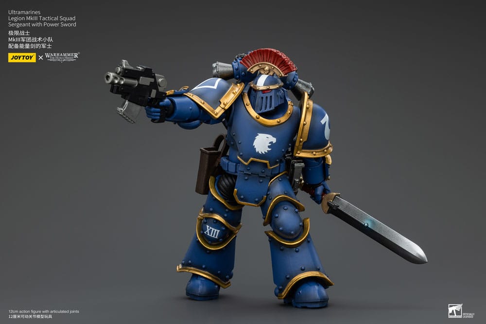 Warhammer The Horus Heresy Action Figure 1/18 Ultramarines Legion MKIII Tactical Squad Sergeant with Power Sword 20 cm - MangaShop.ro