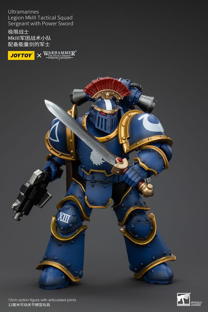 Warhammer The Horus Heresy Action Figure 1/18 Ultramarines Legion MKIII Tactical Squad Sergeant with Power Sword 20 cm - MangaShop.ro