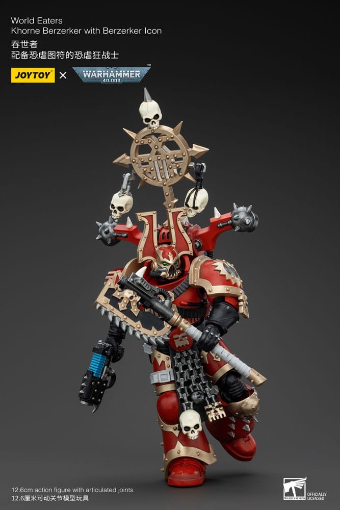 Warhammer 40k Action Figure 1/18 World Eaters Khorne Berzerker with Berzerker lcon 13 cm - MangaShop.ro