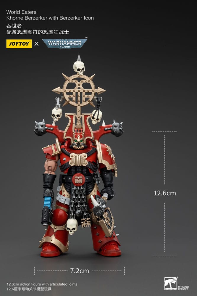 Warhammer 40k Action Figure 1/18 World Eaters Khorne Berzerker with Berzerker lcon 13 cm - MangaShop.ro