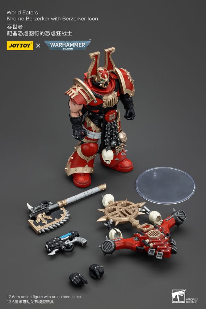 Warhammer 40k Action Figure 1/18 World Eaters Khorne Berzerker with Berzerker lcon 13 cm - MangaShop.ro