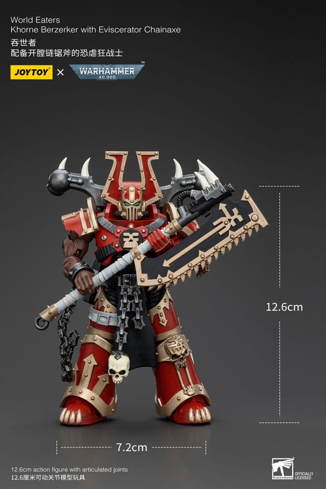 Warhammer 40k Action Figure 1/18 World Eaters Khorne Berzerker with Eviscerator Chainaxe 13 cm - MangaShop.ro