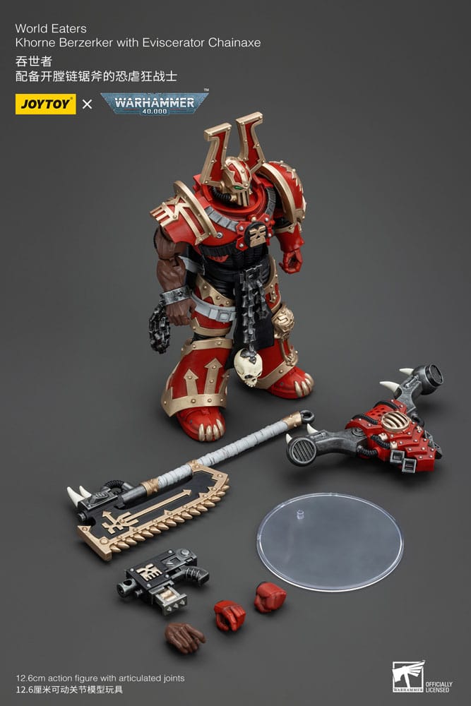 Warhammer 40k Action Figure 1/18 World Eaters Khorne Berzerker with Eviscerator Chainaxe 13 cm - MangaShop.ro