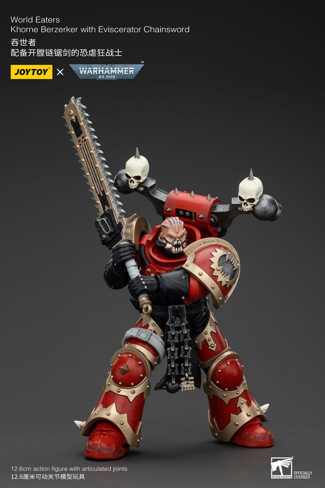Warhammer 40k Action Figure 1/18 World Eaters Khorne Berzerker with Eviscerator Chainsword 13 cm - MangaShop.ro