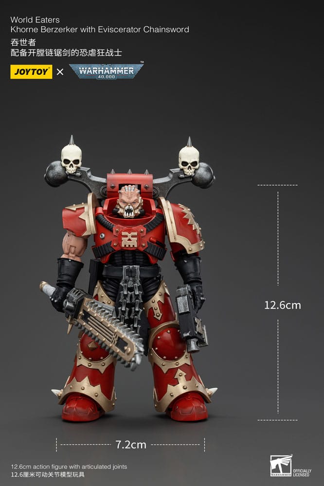 Warhammer 40k Action Figure 1/18 World Eaters Khorne Berzerker with Eviscerator Chainsword 13 cm - MangaShop.ro