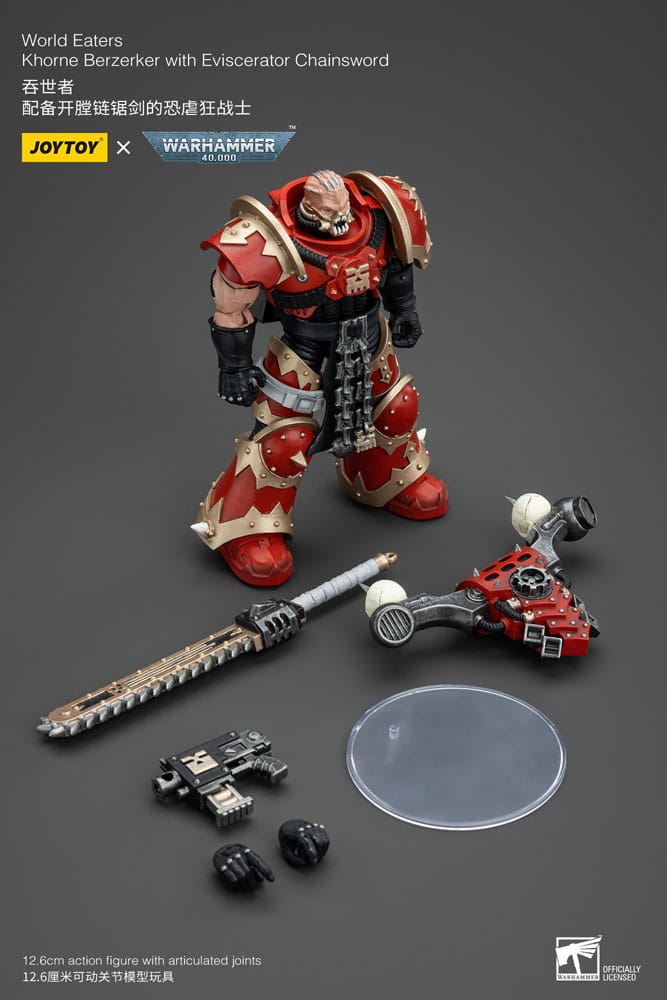 Warhammer 40k Action Figure 1/18 World Eaters Khorne Berzerker with Eviscerator Chainsword 13 cm - MangaShop.ro