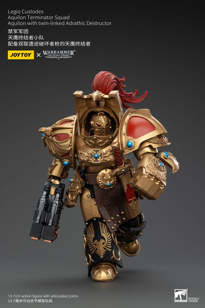 Warhammer The Horus Heresy Action Figure 1/18 Legio Custodes Aquilon Terminator Squad Aquilon with twin-linked Adrathic Destructor 14 cm - MangaShop.ro