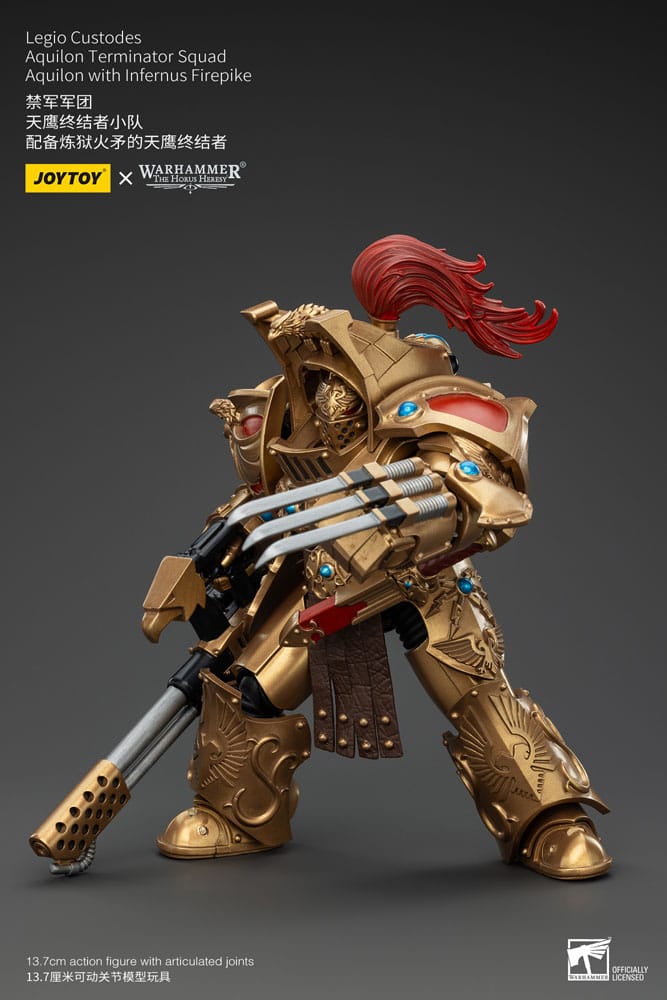 Warhammer The Horus Heresy Action Figure 1/18 Legio Custodes Aquilon Terminator Squad Aquilon with Infernus Firepike 14 cm - MangaShop.ro
