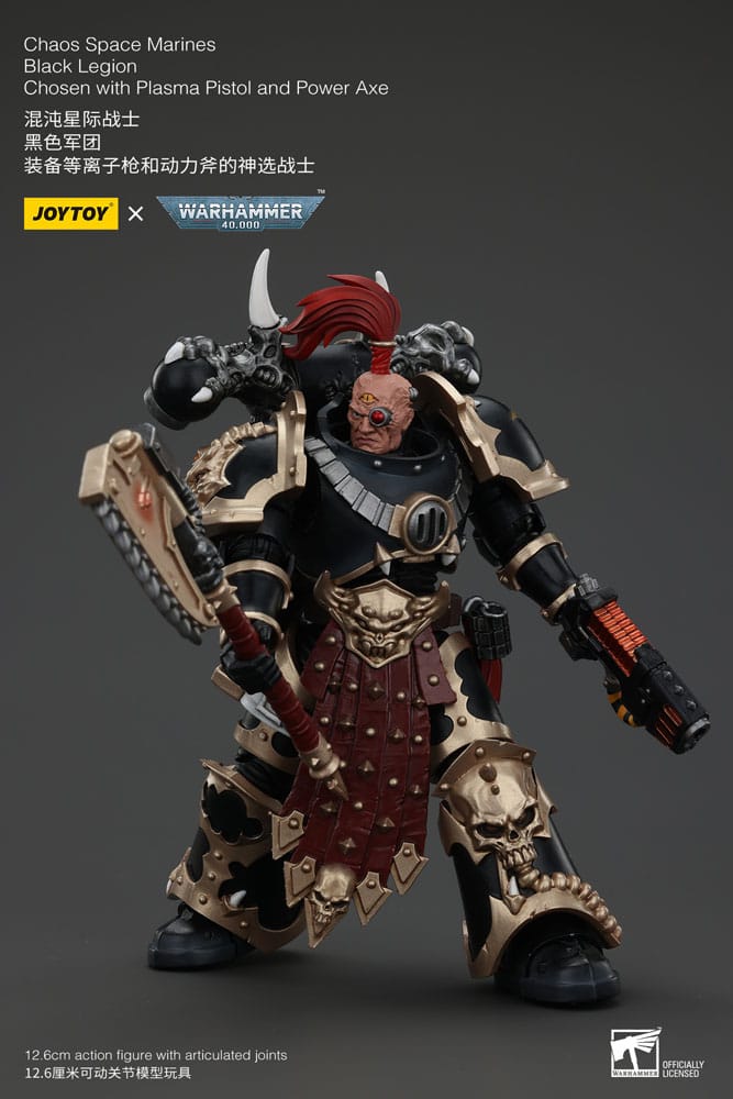 Warhammer 40k Action Figure Chaos Space Marines Black Legion Chosen with Plasma Pistol and Power Axe 20 cm - MangaShop.ro