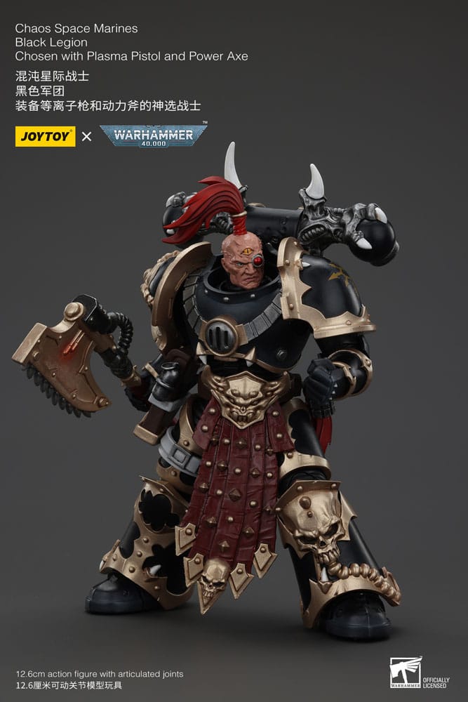 Warhammer 40k Action Figure Chaos Space Marines Black Legion Chosen with Plasma Pistol and Power Axe 20 cm - MangaShop.ro