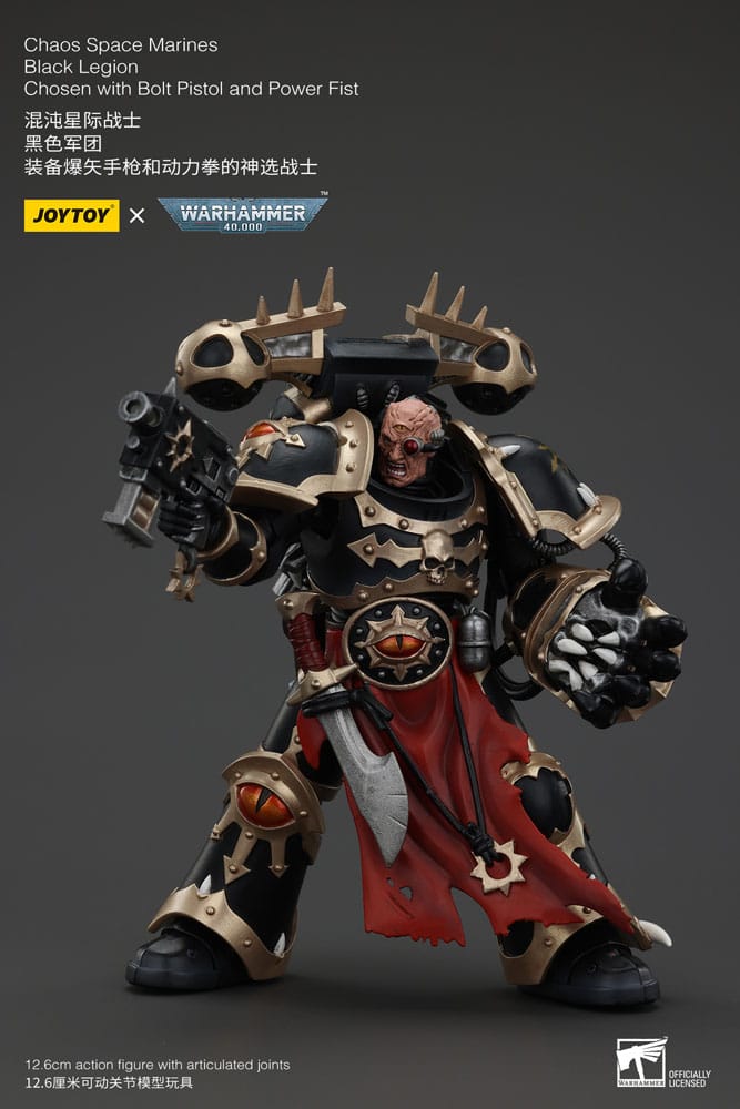 Warhammer 40k Action Figure Chaos Space Marines Black Legion Chosen with Bolt Pistol and Power Fist 20 cm - MangaShop.ro