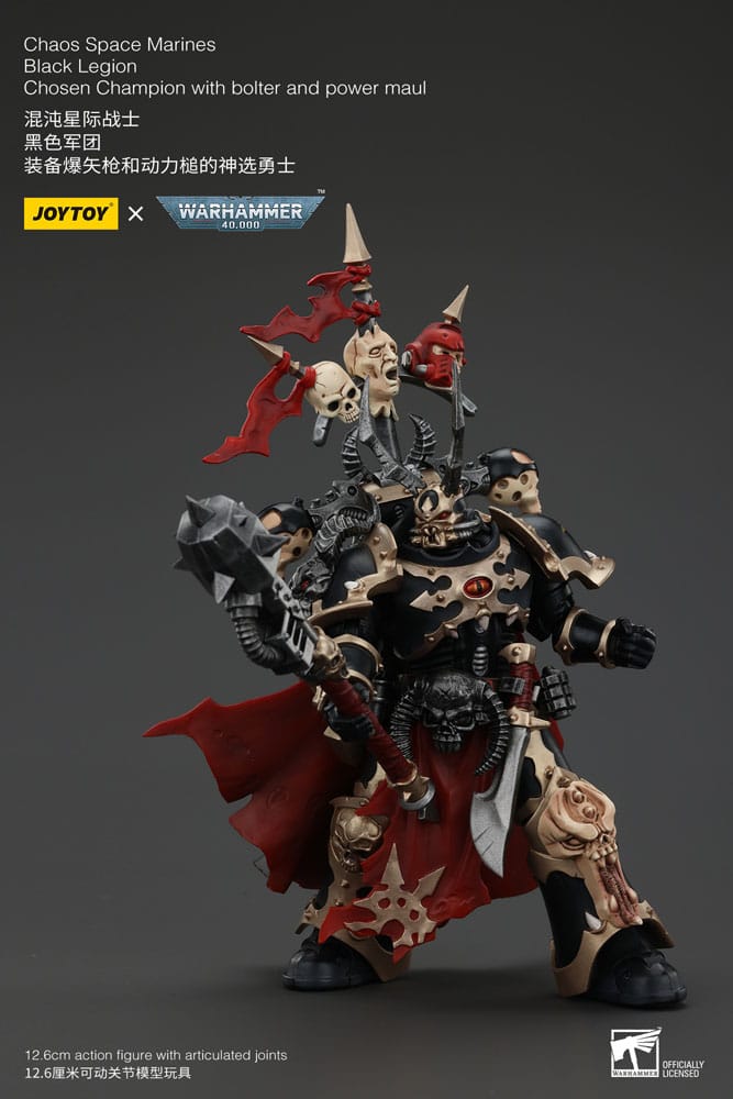 Warhammer 40k Action Figure Chaos Space Marines Black Legion Chosen Champion with bolter and power maul 20 cm - MangaShop.ro