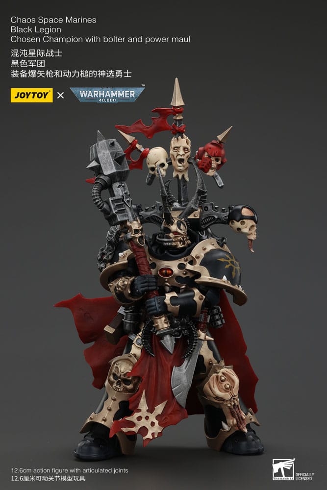 Warhammer 40k Action Figure Chaos Space Marines Black Legion Chosen Champion with bolter and power maul 20 cm - MangaShop.ro