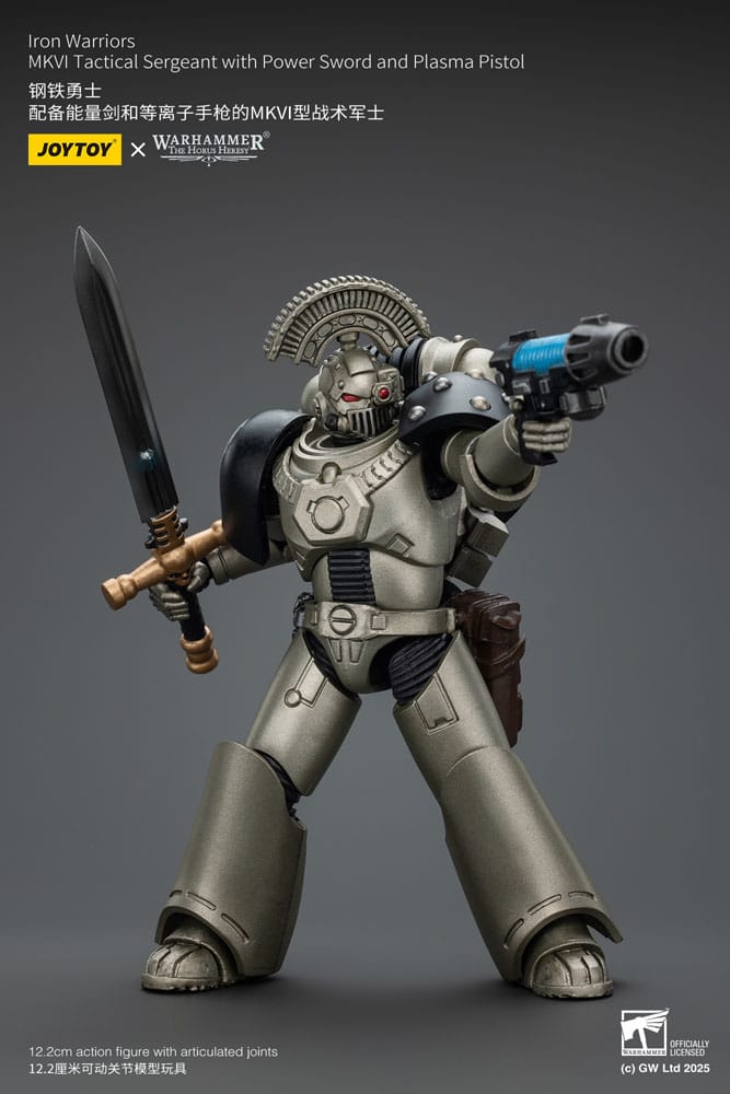 Warhammer The Horus Heresy Action Figure 1/18 lron Warriors MKVI Tactical Sergeant with Power Sword and Plasma Pistol 12 cm - MangaShop.ro