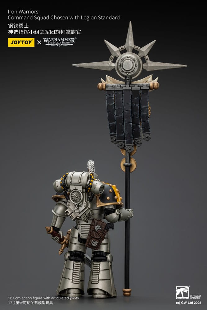 Warhammer The Horus Heresy Action Figure 1/18 lron Warriors Command Squad Chosen with Legion Standard 12 cm - MangaShop.ro
