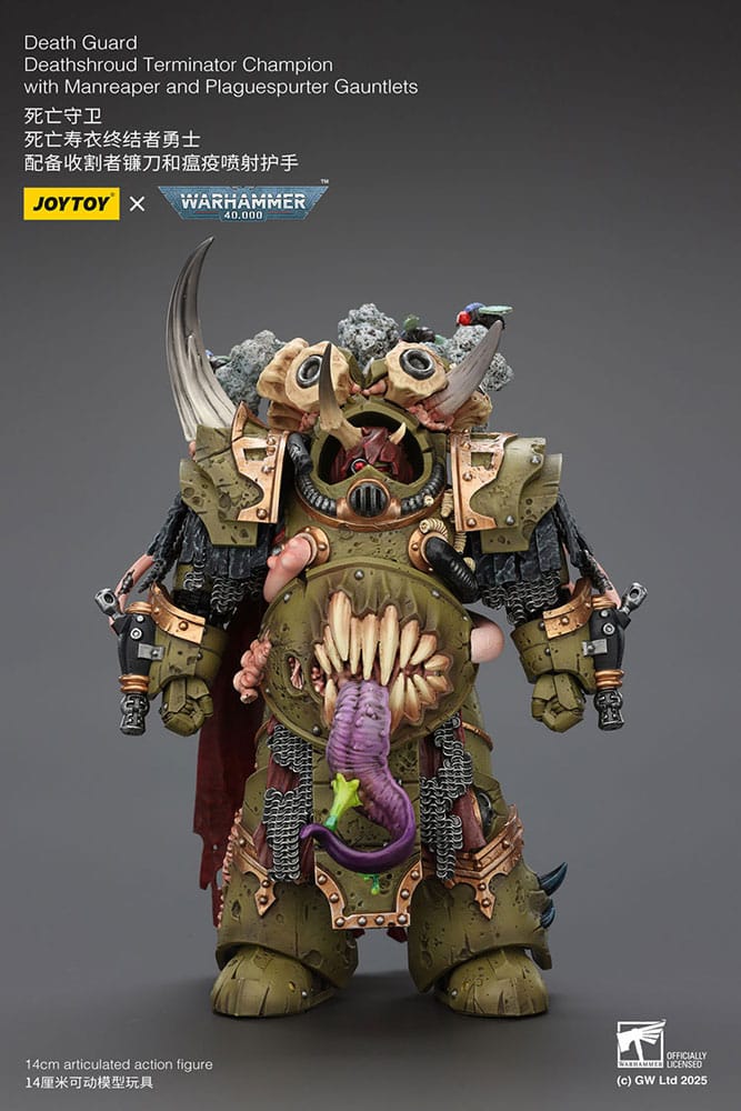 Warhammer 40k Action Figure 1/18 Death Guard Deathshroud Terminator Championwith Manreaper and Plaguespurter Gauntlets 14 cm - MangaShop.ro