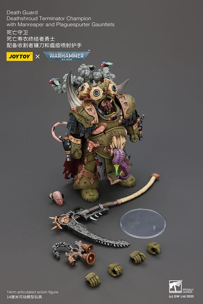 Warhammer 40k Action Figure 1/18 Death Guard Deathshroud Terminator Championwith Manreaper and Plaguespurter Gauntlets 14 cm - MangaShop.ro