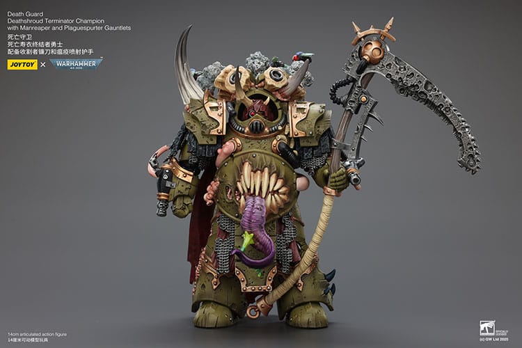 Warhammer 40k Action Figure 1/18 Death Guard Deathshroud Terminator Championwith Manreaper and Plaguespurter Gauntlets 14 cm - MangaShop.ro